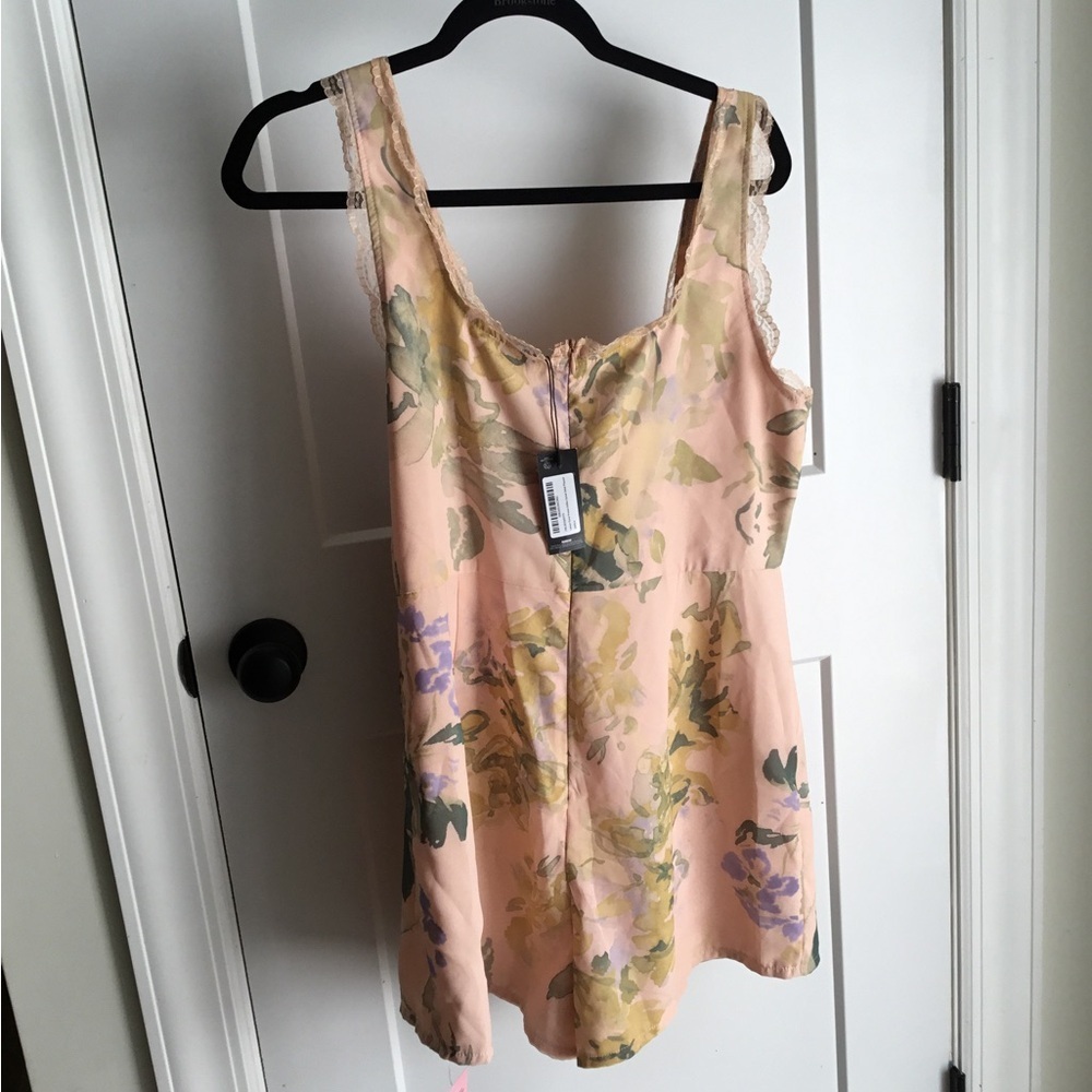 PrettyLittleThing Floral Romper - Peach and Lavender